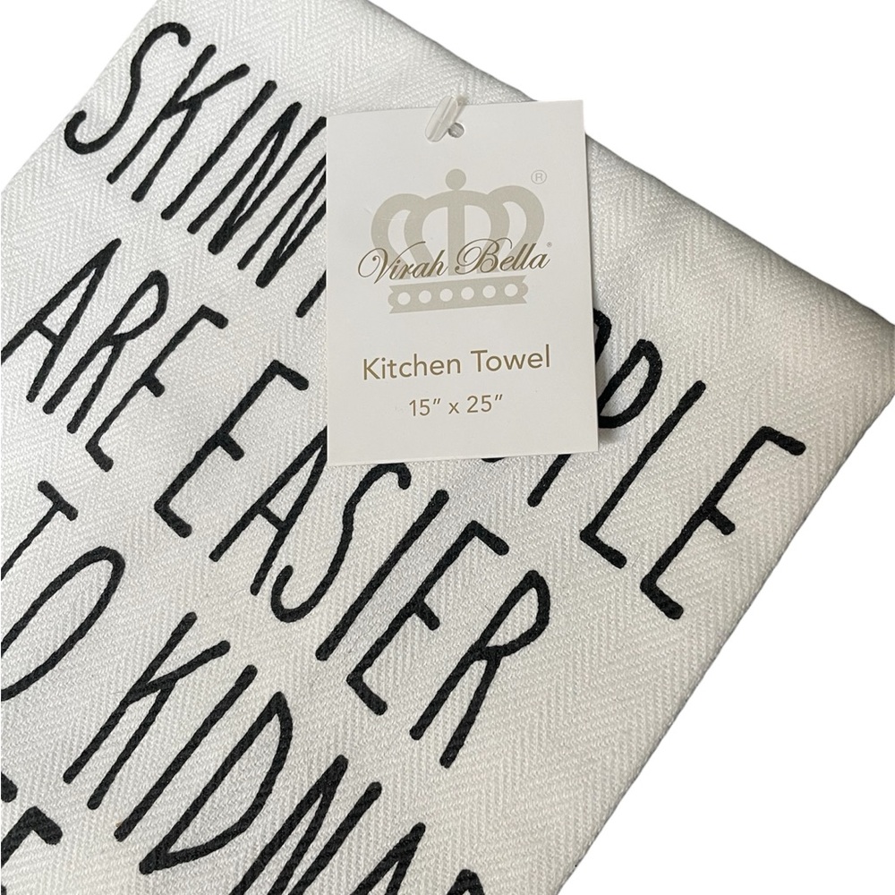 Kitchen Towel "Skinny People Are Easier to Kidnap - Stay Safe & Eat Cake" - Picture 2 of 4